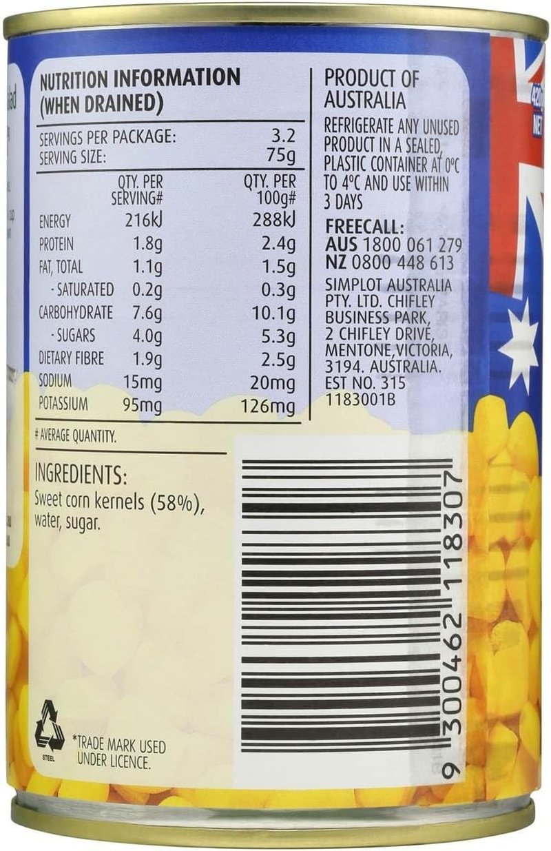 Edgell Corn Kernels No Added Salt 420 G image number 3