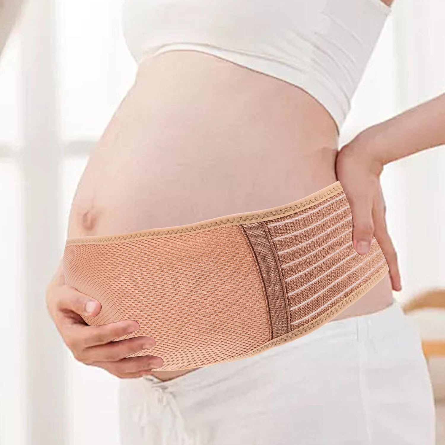 Holibanna Pregnancy Belly Band Maternity Waist Support Belt for Pregnant Women Pre-Pregnancy Abdomen Relief Breathable Lightweight Comfortable Belly Support for Hip and Pelvic image number 3