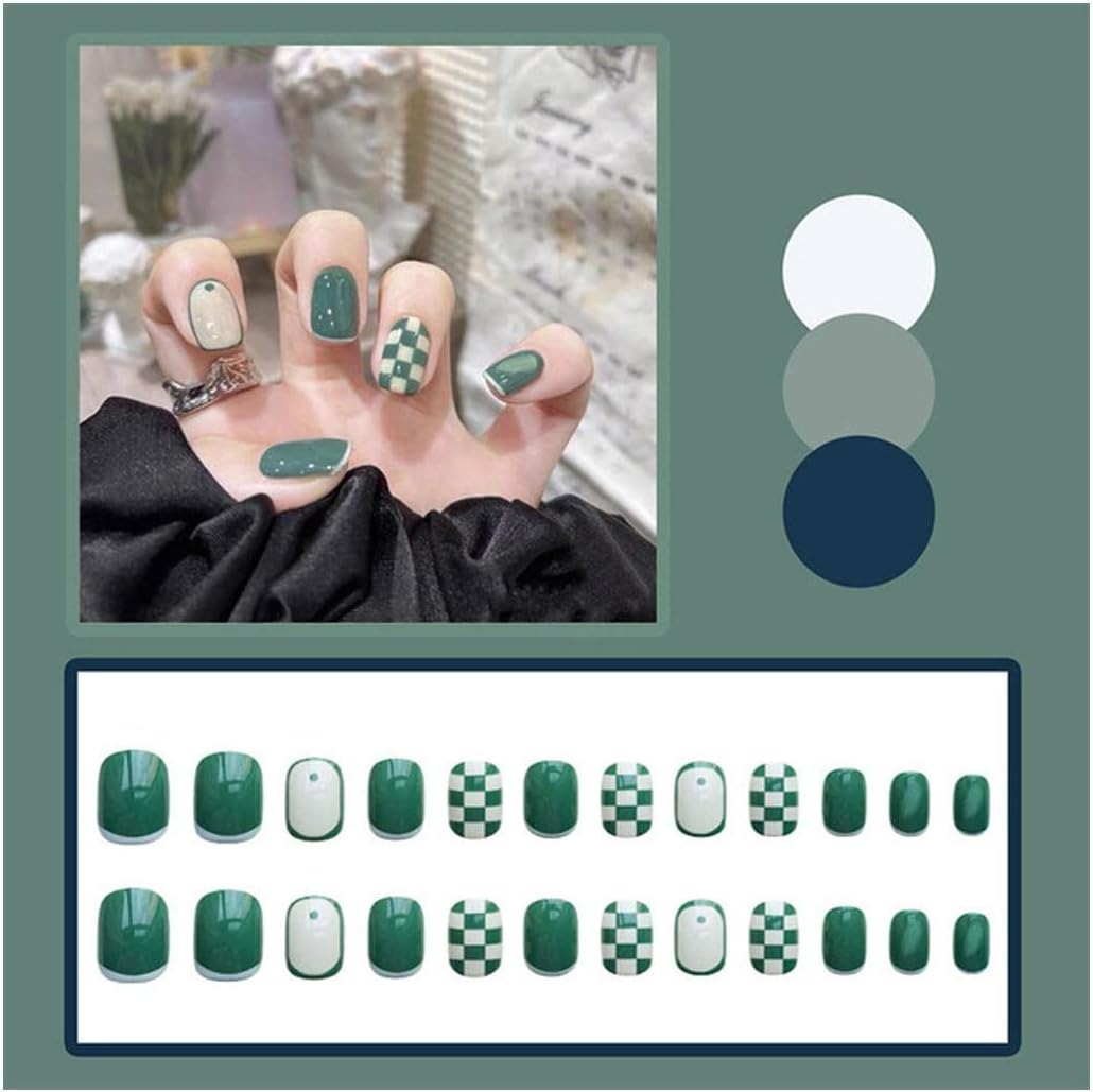 Fake Nail 24Pcs Short round Head Fake Press on Nail Cute Milktea Color Artificial Nail Wearable Fake Nails Detachable Fake Nails with Glue Women False Nails image number 1
