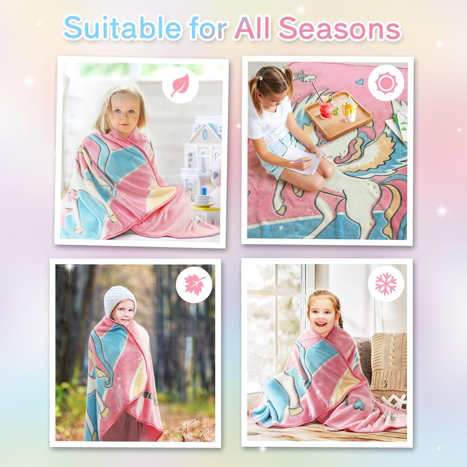 Glow in the Dark Blanket Unicorn Gifts for Girls Kids Blankets Super Soft 3 4 5 6 7 8 9 10 Year Old Girl Gift Ideas Girls Toys Age 6-8 Unicorns Toys Birthday Christmas Valentine'S Day Gifts 50"X 60" - C-Pink Unicorn image number 5
