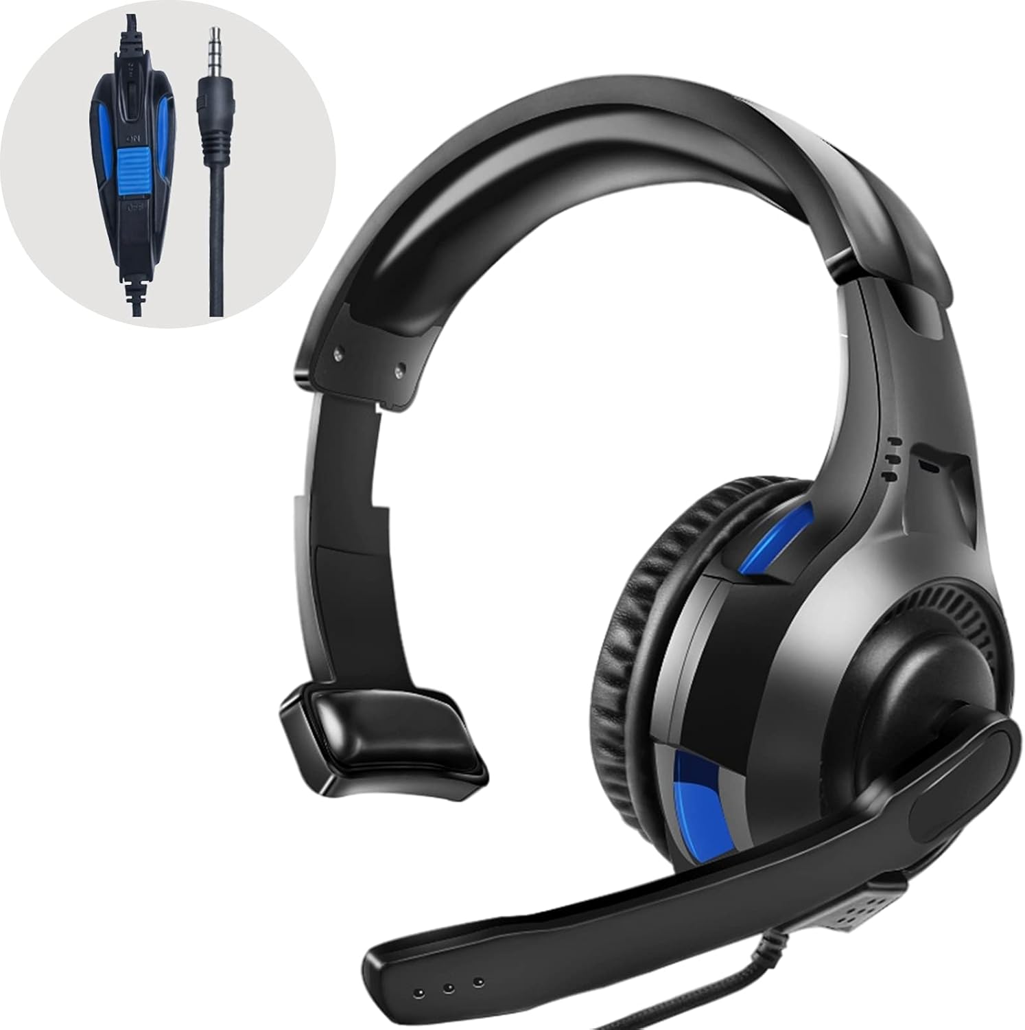 Megadream One Ear Gaming Headset for Ps5/Ps4/Xbox Series S/Xbox Series X, Wired Online Game Unilateral Headset, 50Mm Drivers|Detachable Mic|3.5Mm Headphone Jack for Switch Lite, Xbox One, Laptop/Phone image number 1