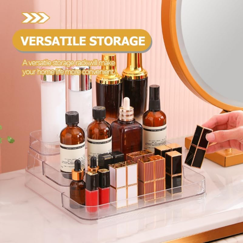 Ipetboom Multi Transparent Kitchen Storage Rack Tiered Spice Organizer Shelf for Condiment Jars Space Saving Home and Bathroom Sundries Holder Practical Display Stand for Household Items image number 2