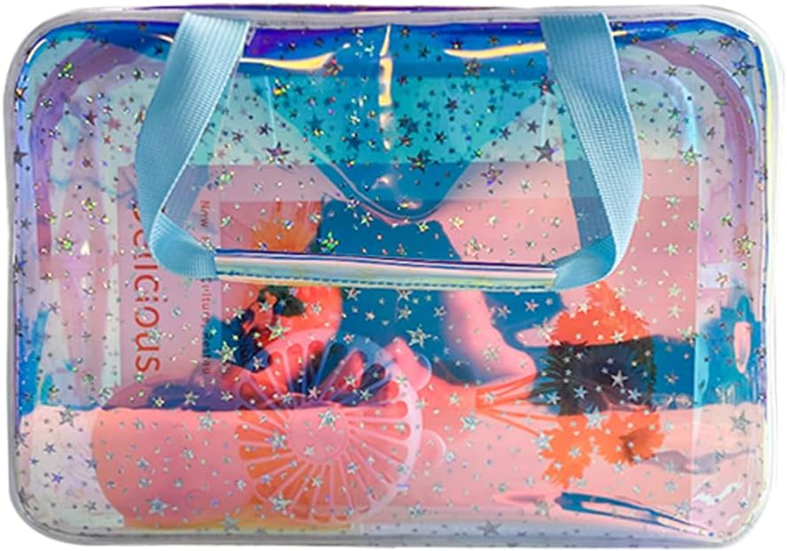 Clear Star Large Cosmetic Bag and Travel Pouch with Handle,Durable Material,Zipper Design-Ideal for Makeup,Travel Essentials