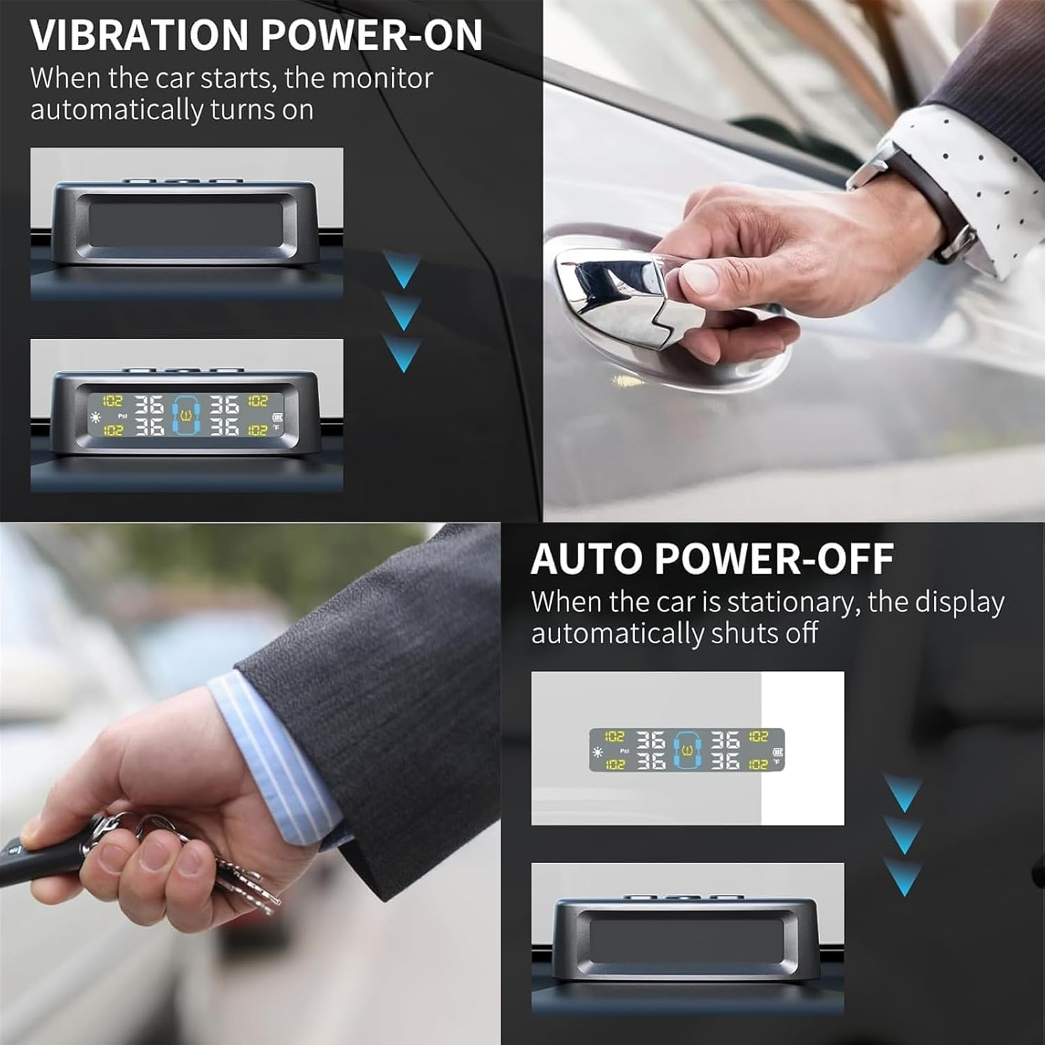 MAEZOE TPMS Tire Pressure Monitor with Solar & USB Charging, Digital Display & Waterproof Sensors &ndash; Wireless Tyre Pressure Monitoring for Cars, Suvs, 4Wds, Trailers image number 5