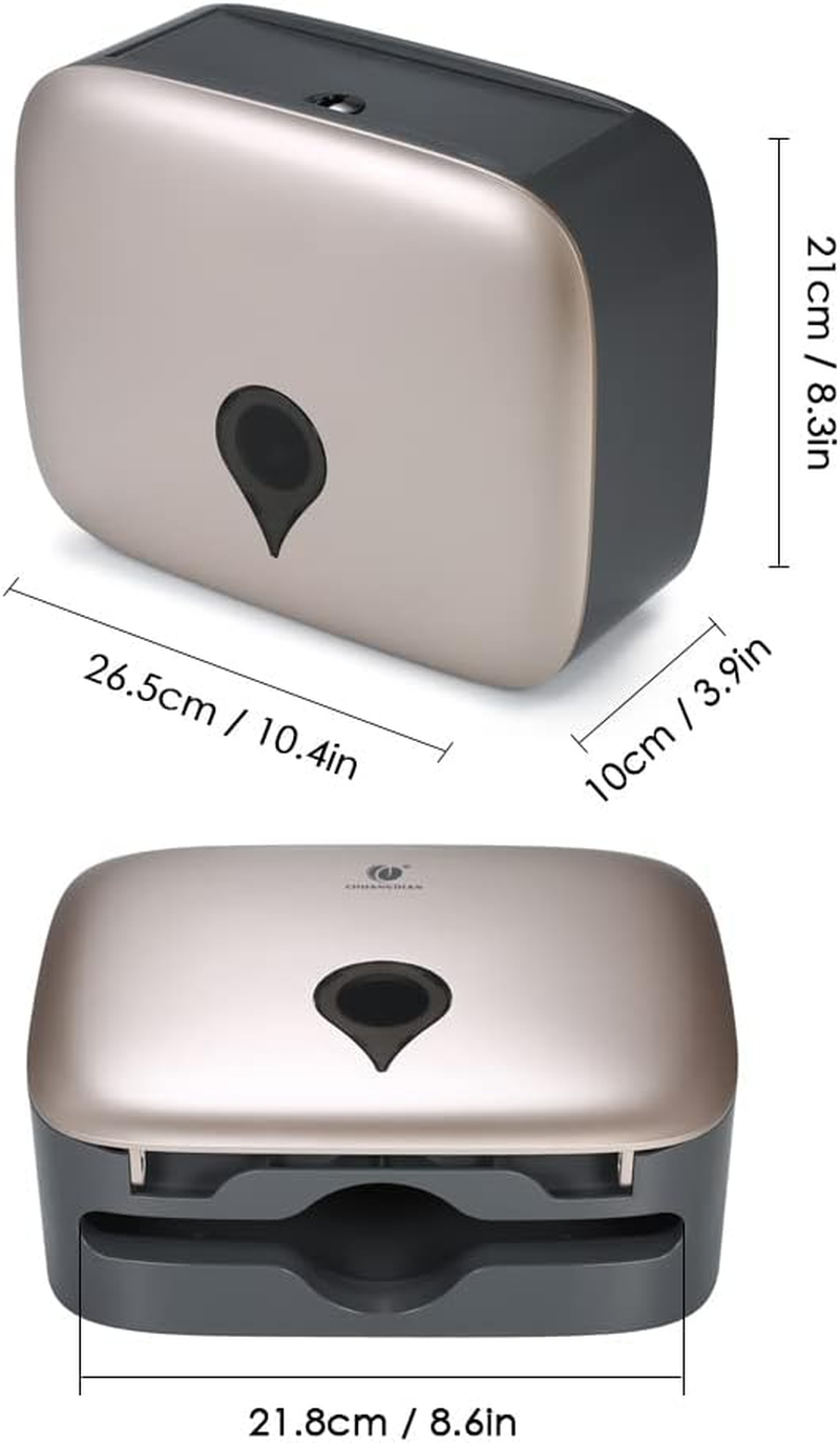 Hand Towel Dispenser, No Drilling Wall Mounted C-Fold Hand Towel Dispenser Hanging Toilet Paper Tissue Dispenser Holder for Hotel Food Service Facilities-Champagne Gold Champagne Gold image number 4