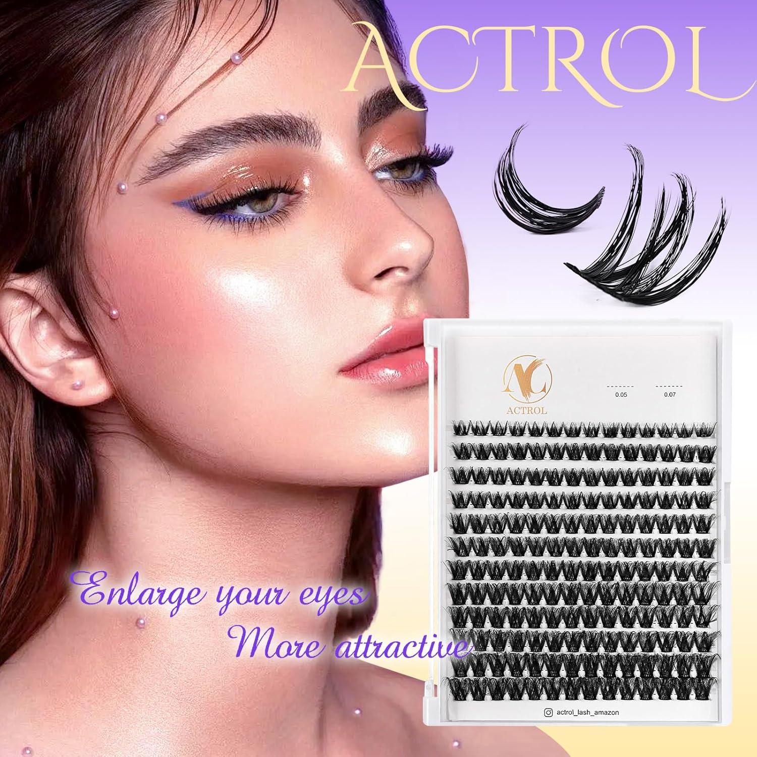 ACTROL Individual Eyelash Lashes Clusters ACT-B 0.07 12-18Mm Mix D Curl - Natural & Bold Volume Lashes, Reusable DIY Lash Extensions for Customized Looks - Hypoallergenic & Cruelty-Free