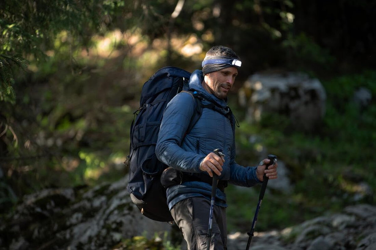 Decathlon Trek 100 Usb Rechargeable Trekking Head Torch - 120 Lumens Galaxy Blue - Headlamp image number 1