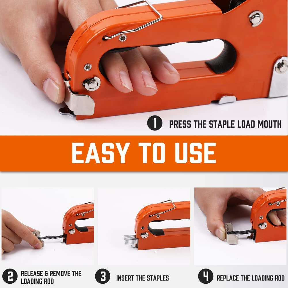 HORUSDY 3-In-1 Staple Gun Heavy Duty, Stapler Gun with 3000 Staples, Upholstery Staple Gun for Furniture, Wood, Carpet, Carpentry, DIY, Fixing Material, Decoration. image number 1