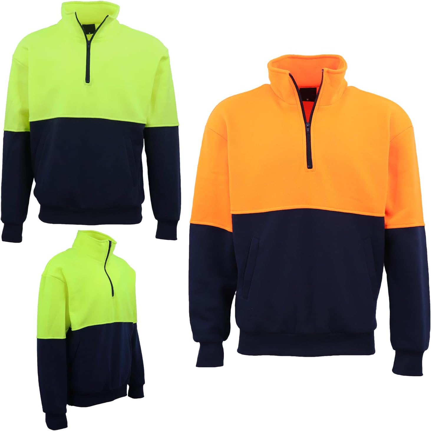 Zmart Australia Hi Vis Safety Fleecy Half Zip Pullover Jumper Jacket Sweater Shirts Workwear image number 2