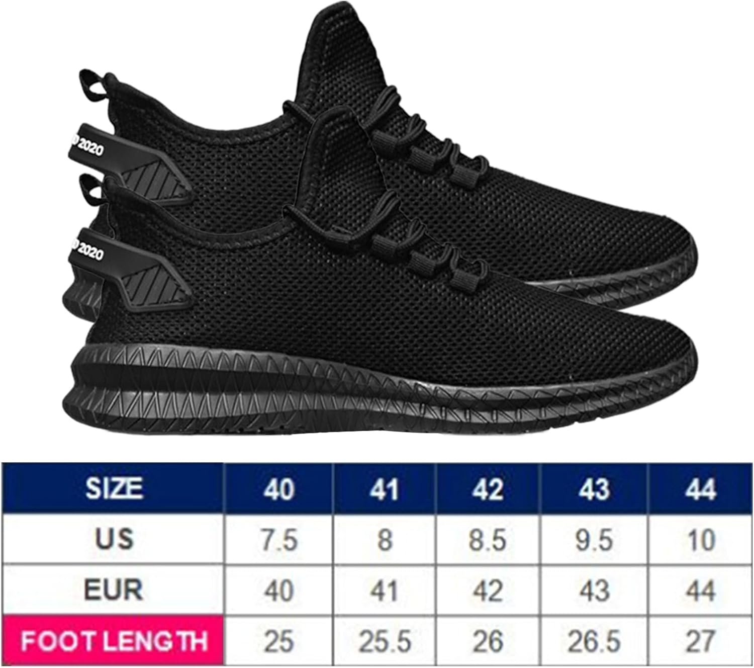 BORATO Men Trainers Running Shoes, Slip on Breathe Mesh Walking Shoes, Comfort Wedge Platform for Fitness Jogging, 40-44 Black image number 5