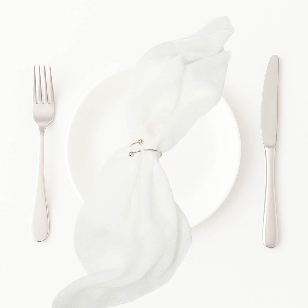 Generic White 100% Linen Cloth Cotton Square Napkins | Set of 6, 40Cm X 40Cm | Wedding Shower Bridal Event Styling Table Decor | image number 1