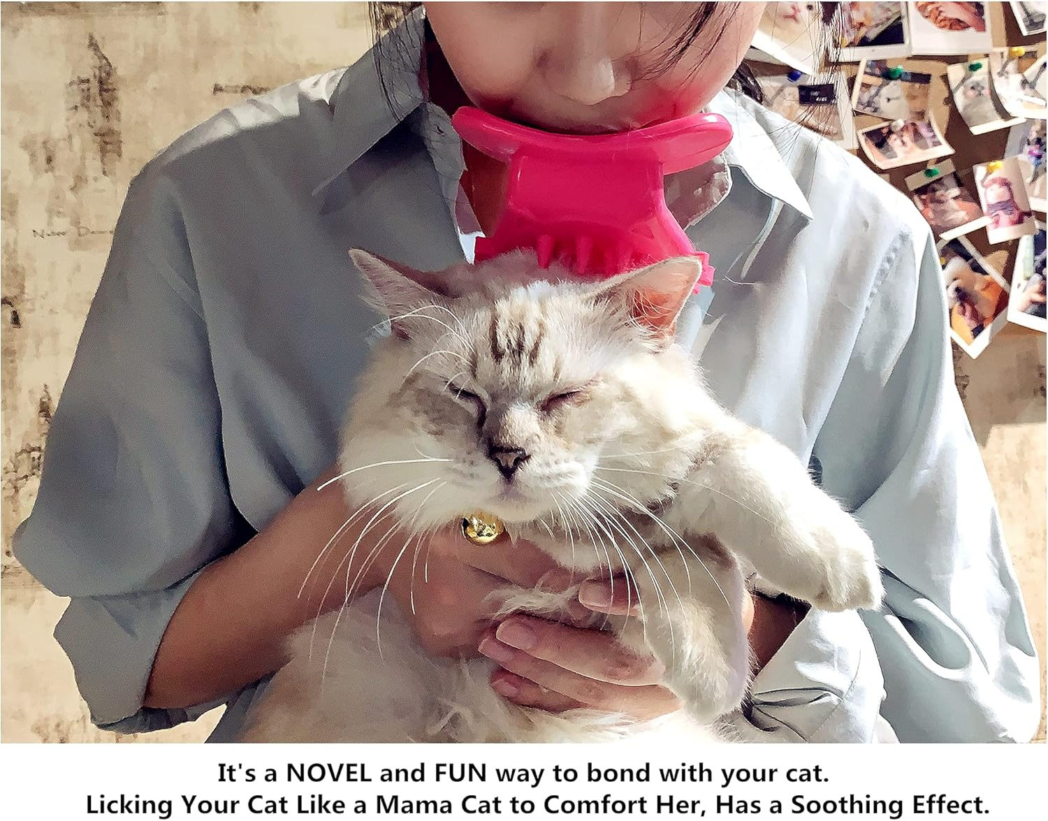 PETCYY Cat Brush for Shedding and Grooming - Soft Massage Tongue Brush, Licking like a Mama Cat to Comfort - Surprise Pet Gift - Rose Red image number 4