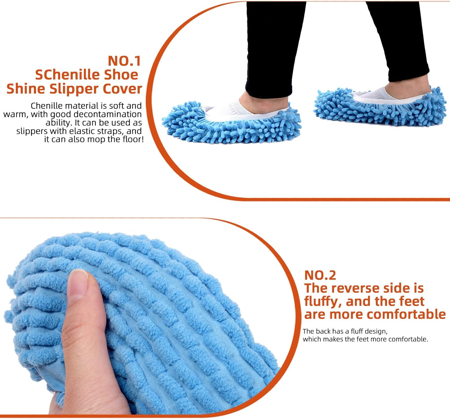 Tanstic 10Pcs 5 Colors Mop Slippers Shoes Cover, Microfiber Dust Cleaning Slippers Reusable Mop Socks Cleaning Slippers Reusable Dust Mops Floor Cleaning Tools Dust Floor Cleaner for House Cleaning image number 3