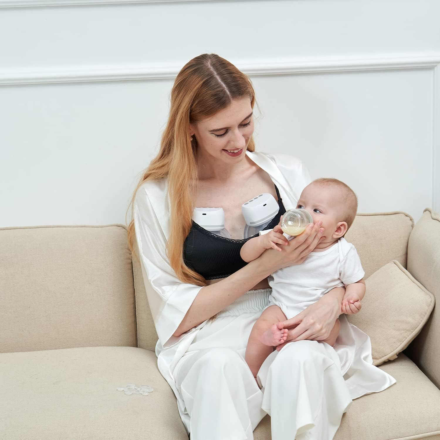 Bellababy Hands-Free Breast Pump Wearable, Double Wireless Pump Upgraded with Comfortable Flange 17Mm, 19Mm, 21Mm Inserts, Low Noise, 4 Modes & 6 Levels Suction, 24Mm Flanges, 2 Pack image number 3