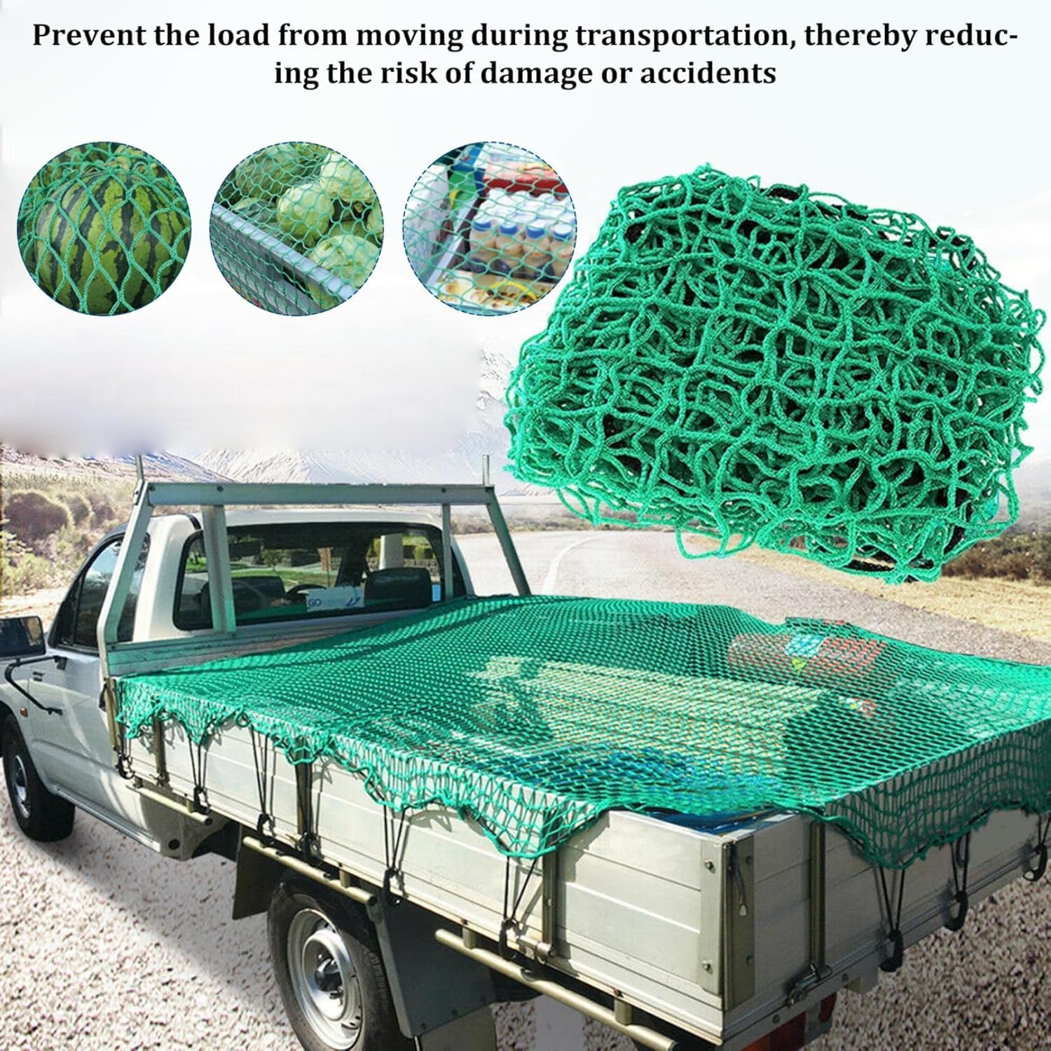 Trailer Cargo Net,Truck Bed Net,Truck Trailer Mesh Cover Truck Bed Extend Cover，Mesh Organizer for Pickup Trunk Bed, Suitable for Daily Light Loads of Trucks,Pickup,Snowmobile (59"X86.6") image number 4