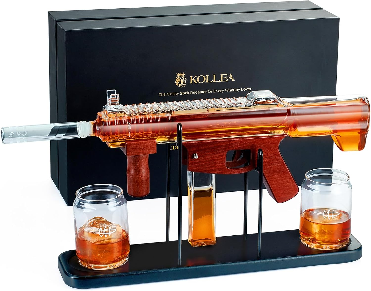 Gifts for Men Dad, Kollea Gun Whiskey Decanter Set-Limited Edition, Liquor Decanter with Bullet Shot Glass, Cool Anniversary Birthday Gifts for Him Husband, Military Present for Home Bar Drinking