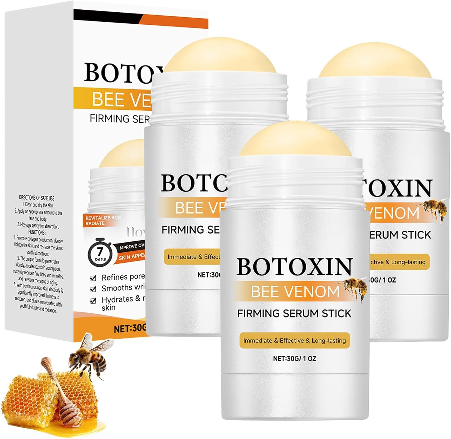 Flysmus Bee Venom Firming Serum, anti Aging Moisturizer for Face, Firming Moisturizing Cream, Wrinkle Removal Lift and Firm Cream, Plumps and Firms Skin, Natural Serum for All Skin Types (6Pcs)