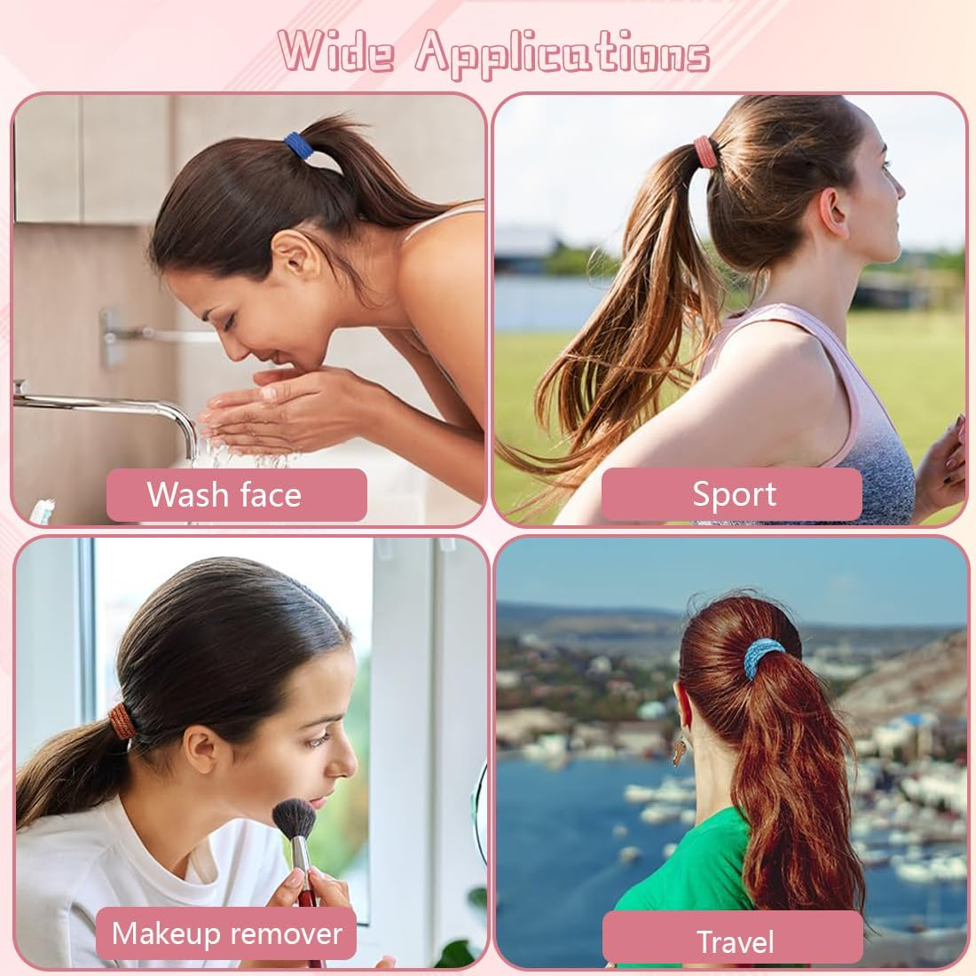 KIRZAX Pack of 10 Elastic Hair Bobbles, Hair Bobbles for Women, Multicoloured Elastic Bands, No Metal Braided No Pull or Damage Ponytail Holder, for Thick Hair and Curly Hair