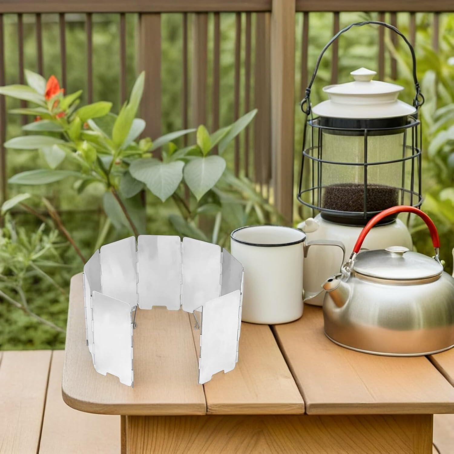 Outdoor Camping Stove Windscreen 9Pcs Mini Windproof Burner Shield with Pins and Carry Bag for Bbq and Hiking Supplies image number 3