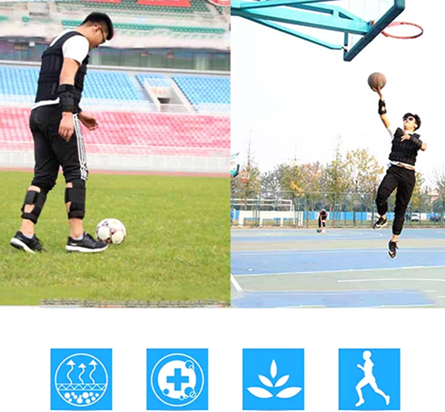 Weighted Vest, 20KG Weight Jacket Exercise Weightloading Training Waistcoat for Boxing Workout Fitness Running Weightlifting Training Powerlifting image number 6