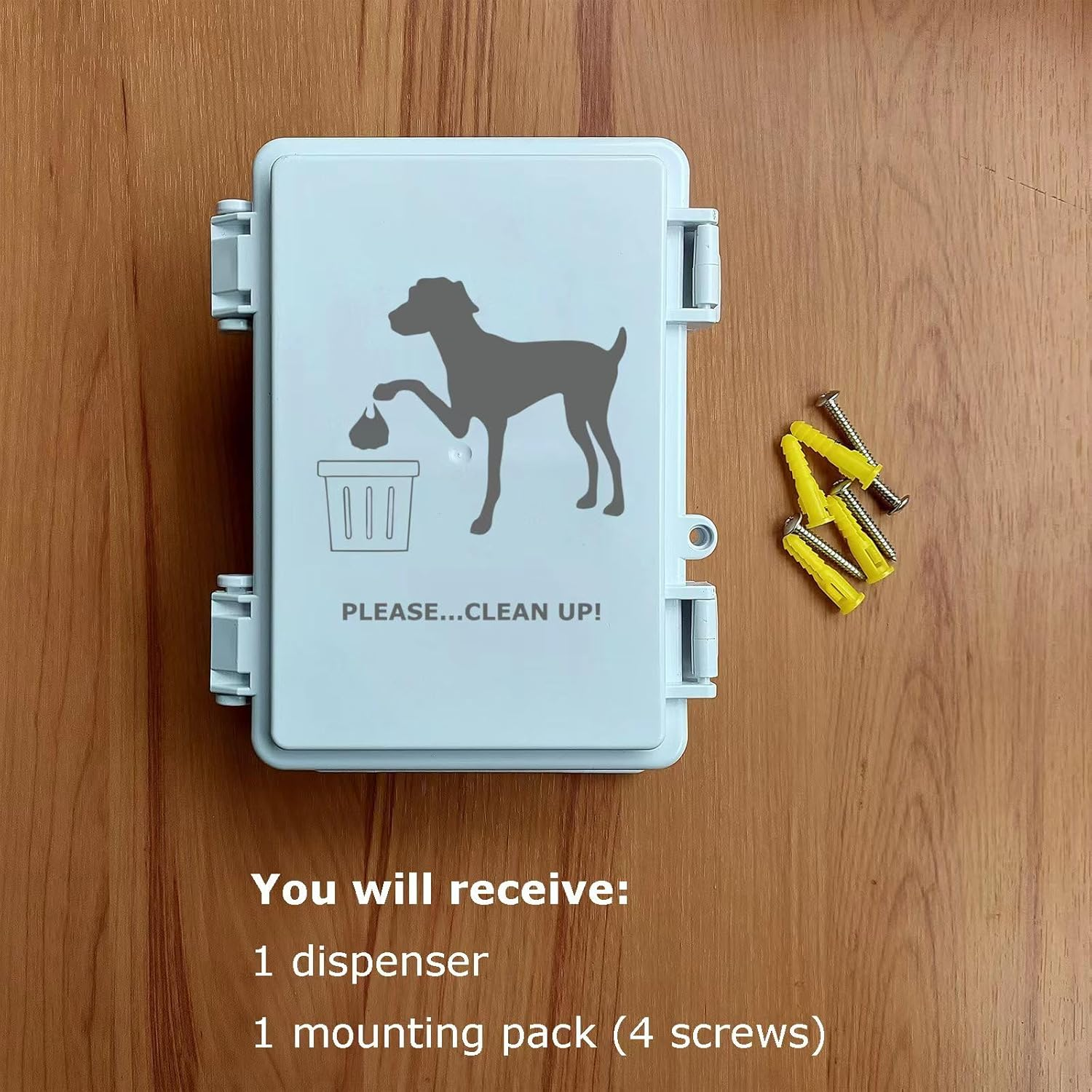 Dog Poop Bag Dispenser Wall Mounted Waterproof Outdoor Pet Waste Bags Dispenser Station Stake, Pole, Fence Mounted Fits Home, Porch, Back Yard (White,Only Dispenser) - Dispenser+8 Rolls+Lock image number 6