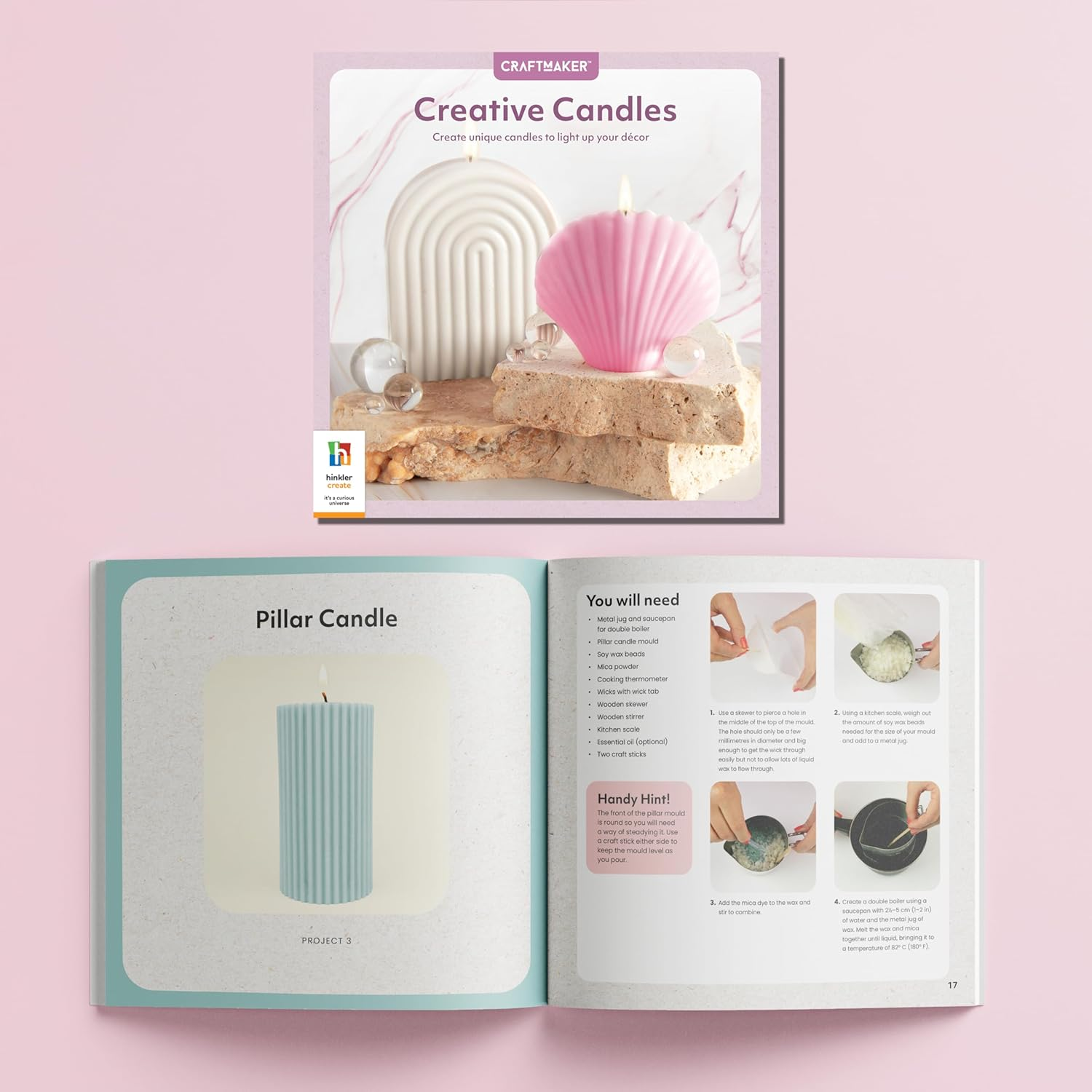 Craft Maker Creative Candle Kit - DIY Candle Making for Adults - Soy Wax and Moulds Included - Step-By-Step Projects - Creative Arts and Crafts - Decorative Gifts