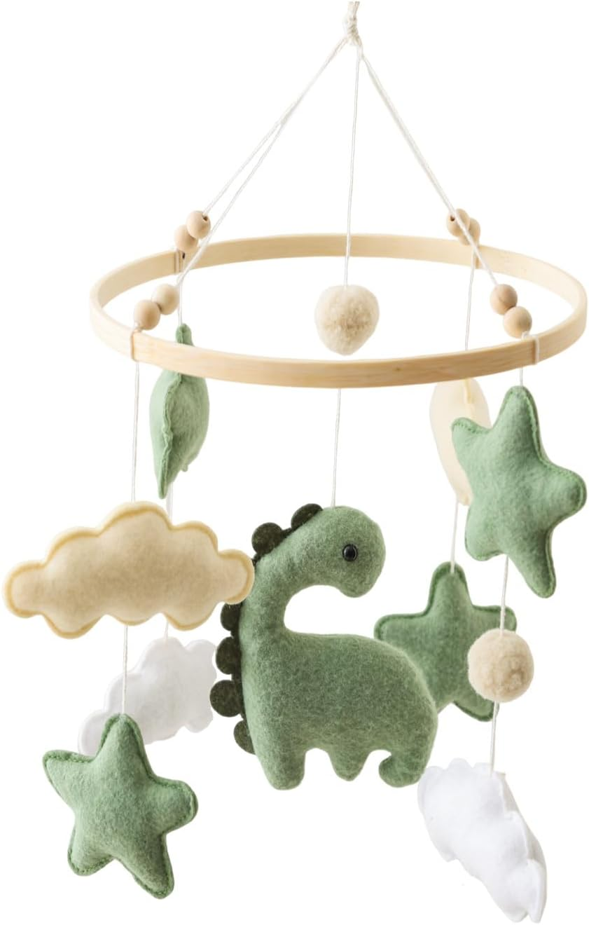 Baby Wind Chimes, Mobile Baby Wind Chimes, Dinosaur with Clouds, Wooden Hanging Baby Wind Chime, Nursery Decoration, Gift for Baby Girls or Boys image number 4