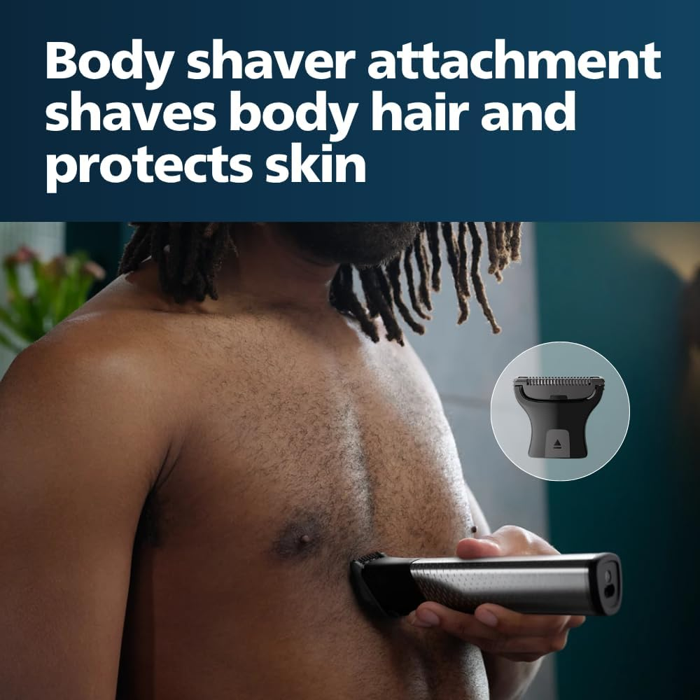 Philips Series 9000 Electric All-In-One Trimmer 18-In-1 Grooming Kit for Face, Hair & Body Shaver, Premium Stainless Steel Handle, Self-Sharpening Blades, Wet & Dry Use MG9515/15 image number 4