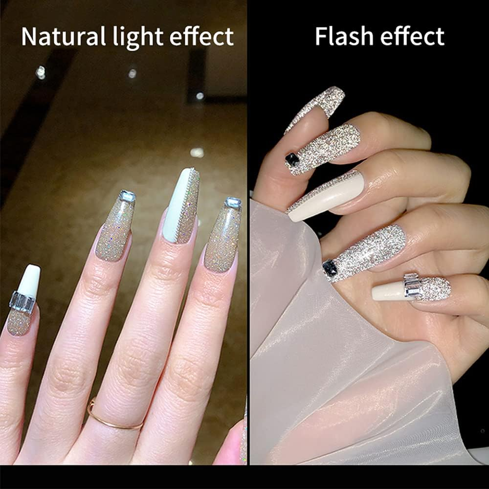 VERONNI Glitter Nail Gel Polish Clear Crushed Glass Reflective Shine Nail Polish Diamond Sparkle Soak off UV LED Bright Glitter Gel Nail Polish Bungee Party Broken Clear Sparkling Gel Nail Art Manicure 10Ml-Silver Glitter (#S-005 Champagne Gold) - S-005 Champagne Gold image number 3