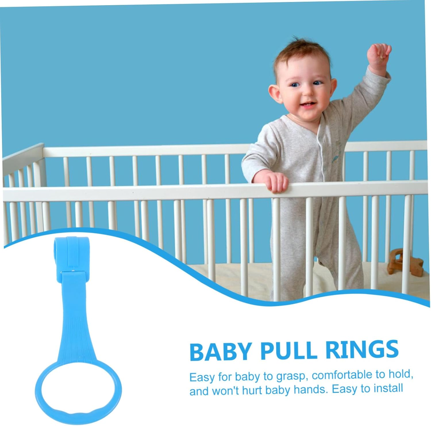 4Pcs Baby Crib Pull Rings for Infants Colorful Hand Pull Rings for Toddler Standing Assistance for Nursery Use and Learning Balance image number 6
