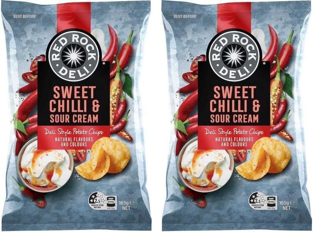 Red Rock Deli Sweet Chilli and Sour Cream Flavoured Chips 290 G (Pack of 2)