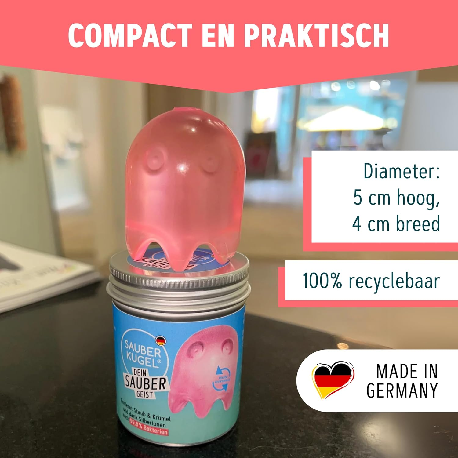 Sauberkugel&reg; Saubergeist &ndash; Effective Car Interior Cleaner against Dust and Dirt Even in Smallest Spaces &ndash; Reusable, Antibacterial and Washable &ndash; Made in Germany image number 1