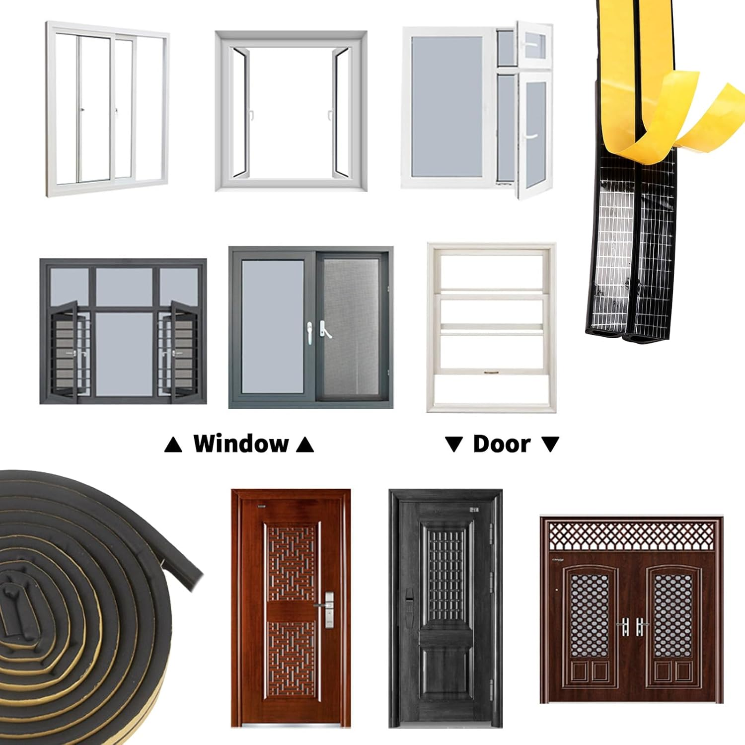 10 Meters Door Seal Strip, 9Mm X 6Mm Self Adhesive Weather Strip for Door and Window Seal, Black Door Weather Strip for Soundproofing, Draft Proof, and Pest Protection image number 4