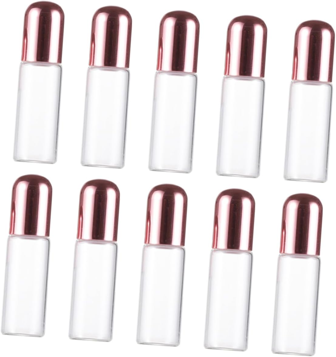 FOMIYES 5Ml Rose Gold Cap Glass Roller Bottles Set of 10 Refillable Essential Oil Roll on Bottles Stainless Steel Balls for Travel Aromatherapy - Golden image number 6