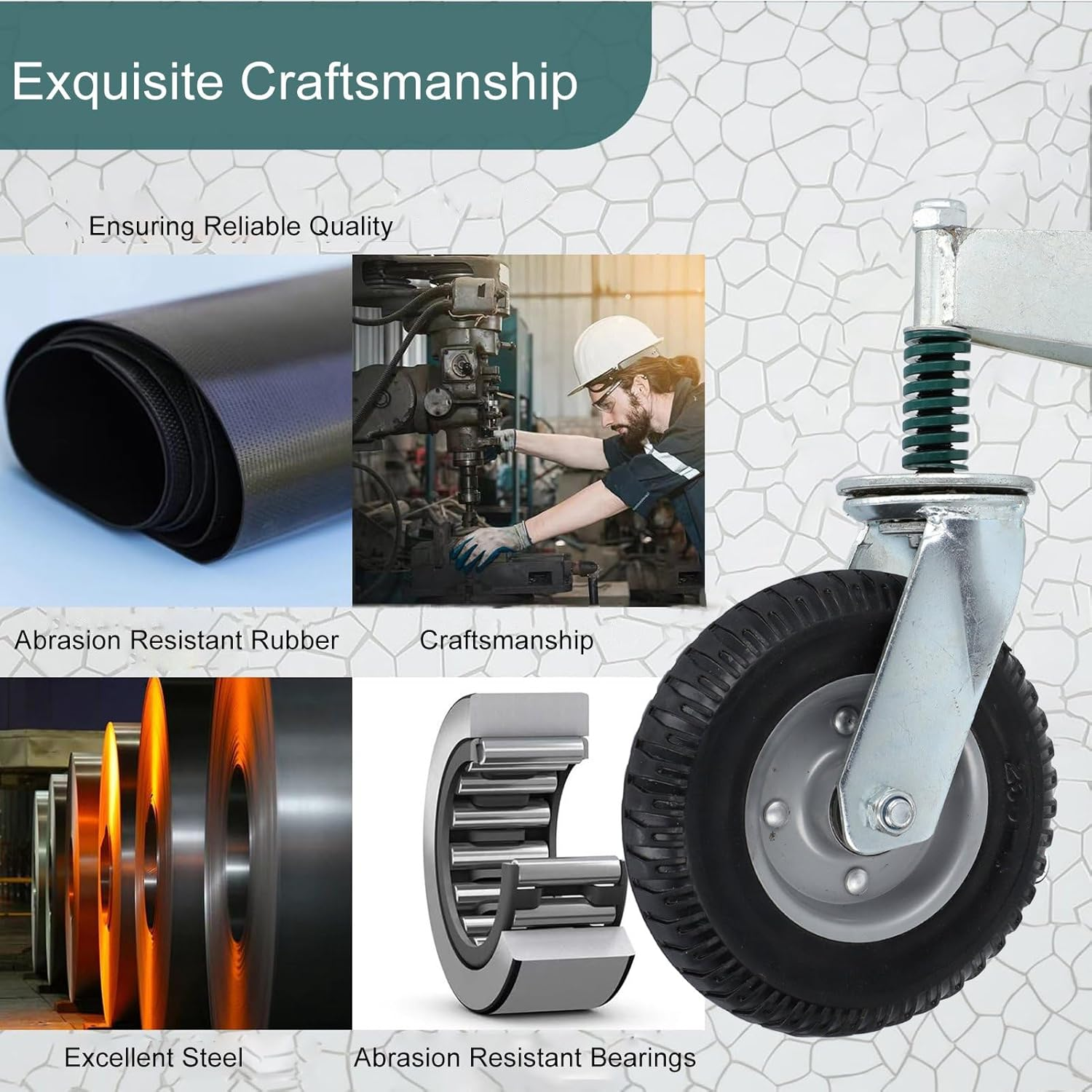 Gate Wheel, 8 Inch Heavy Duty Gate Caster Wheels with Hardware, Gate Support Wheel for Tube Gates, Metal Gates, Wooden Gates, Fence Gates, Swing Gates, 600Lbs Load Capacity (Grey) image number 5