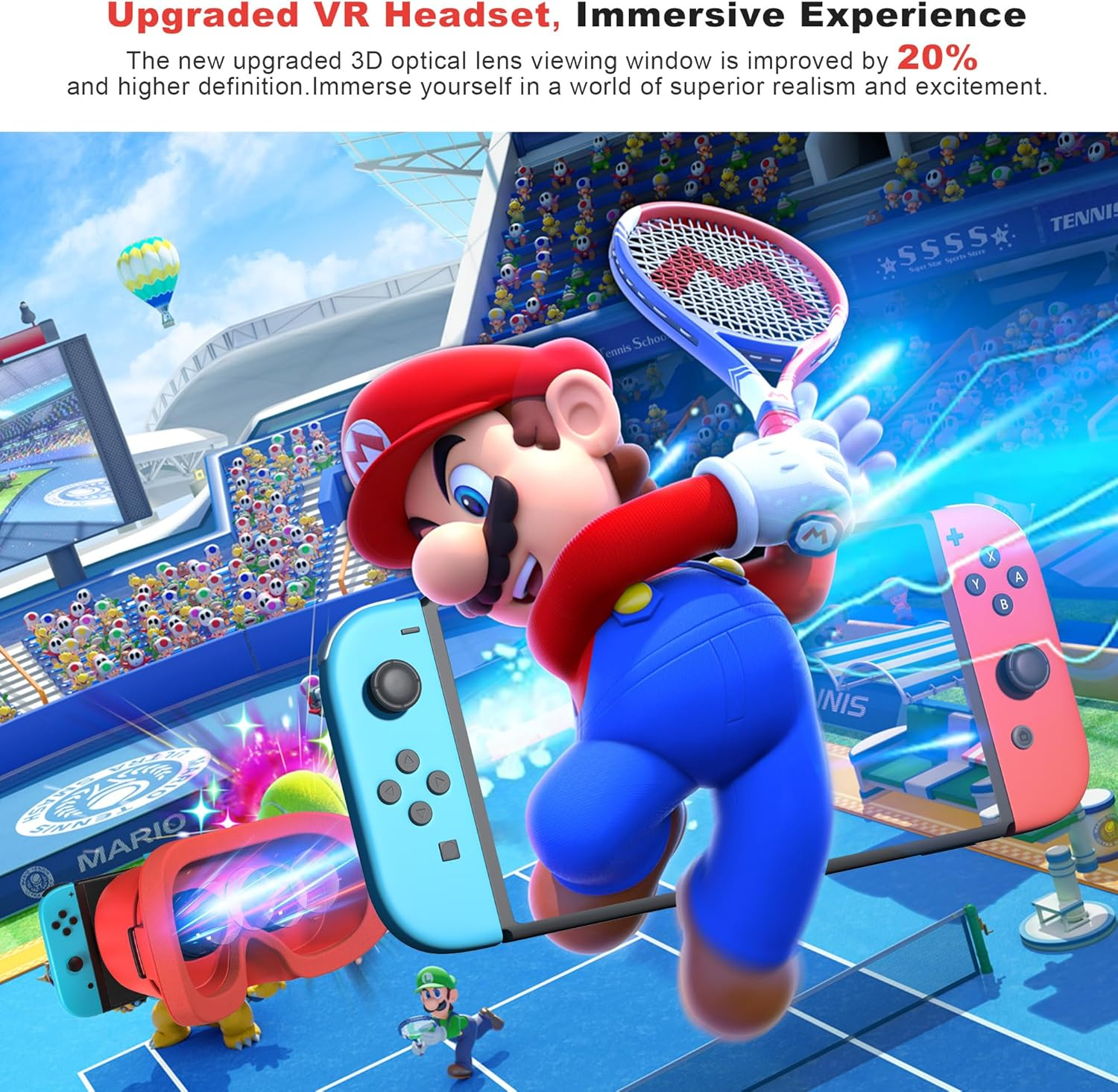 MVPTGRS Upgraded VR Headset for Original Nintendo Switch & Switch OLED Model, Virtual Reality Glasses with Adjustable HD Lenses and Comfortable Head Strap, Labo VR Kit Accessories, Switch 3D Goggles