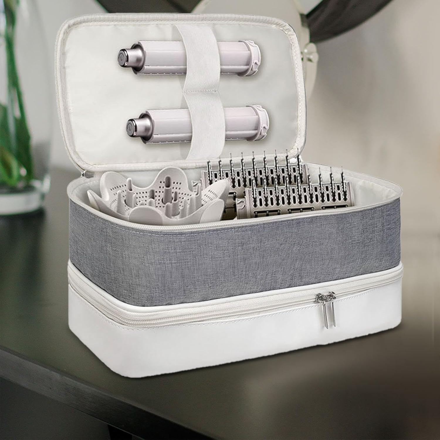 Hair Dryer Storage Bag Shockproof Multifunctional Double Layer Carrying Case image number 2