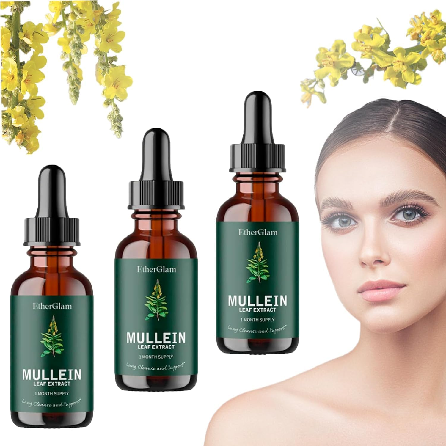 Mullein Leaf Extract,Mullein Chlorophyll,Mullein Extract,Mullein Leaf Liquid Extract, Super Concentrated Mullein Leaf Liquid Extract, Improve Lungs,3Pcs image number 2
