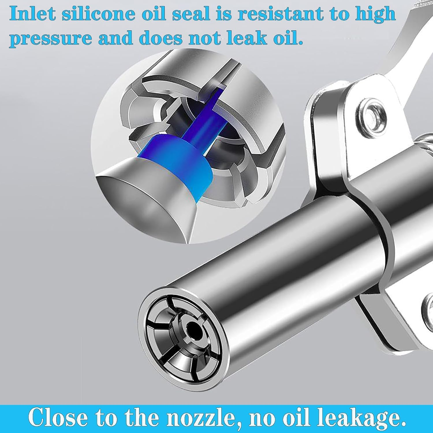 YUENTOEN Grease Gun Coupler with 15.7In Spring Flex Hose, Double Handle Extended Version Heavy Duty Grease Fitting 1/8" NPT 17,000 PSI