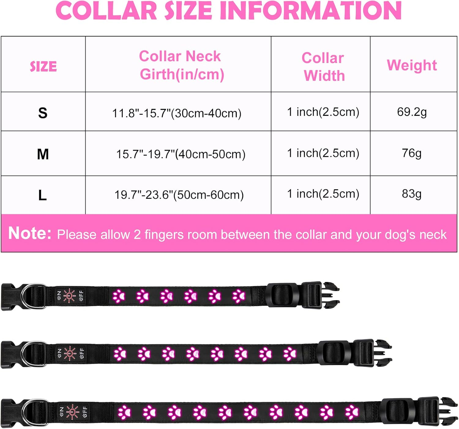 AUAUY Light up Dog Collar, LED Dog Collar Light USB Rechargeable, Waterproof Flashing PVC Leather Adjustable Glowing Super Bright Dog Light up Collar for the Dark Small Medium Large Dogs (Colorful-L) image number 5