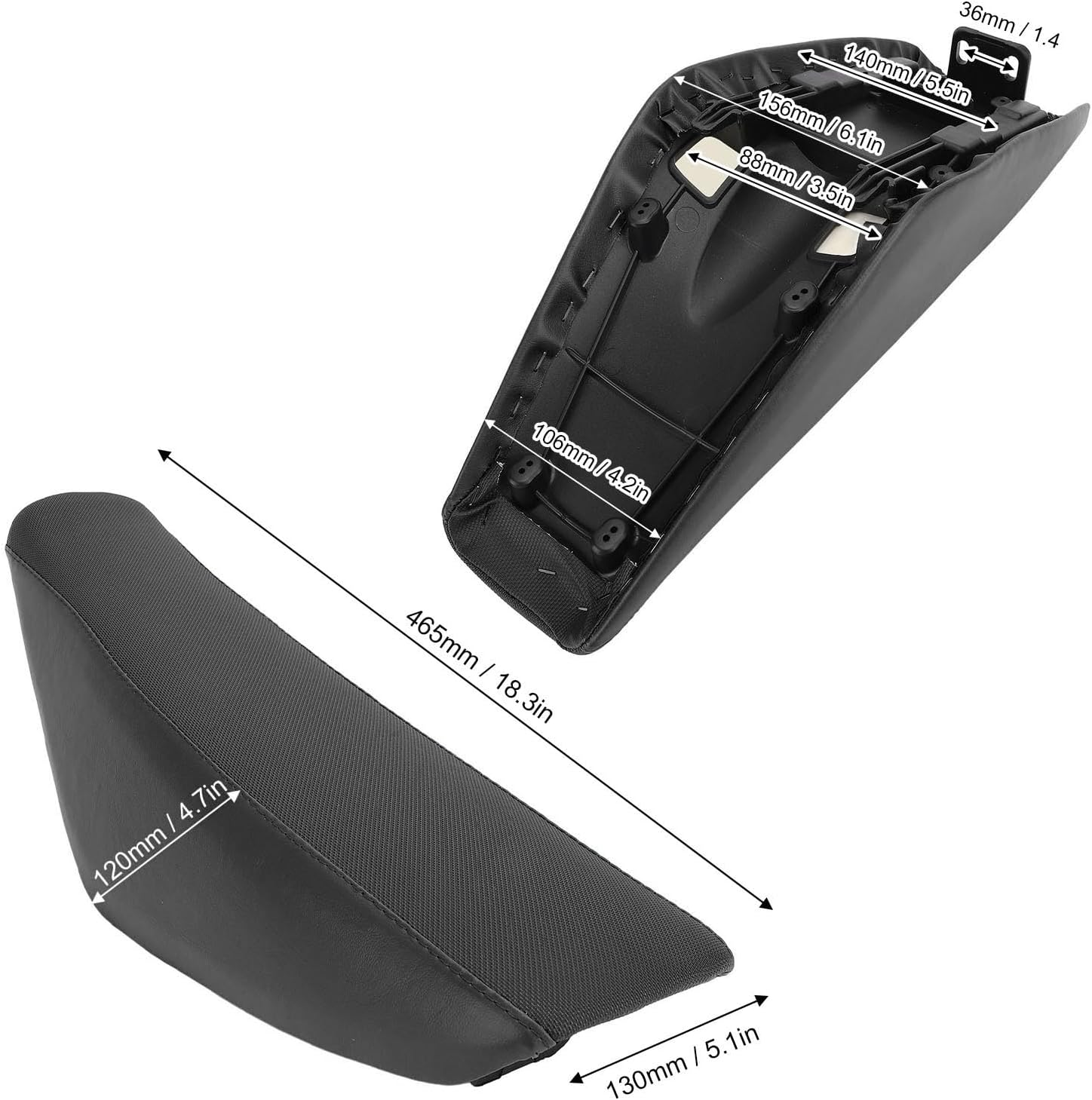 Generic Motorcycle Flat Tall Foam Seat, Motor Trail Bike Tall Seat for CRF50 50 90 110 125 150 160 Pit Dirt Bike (Black) image number 2