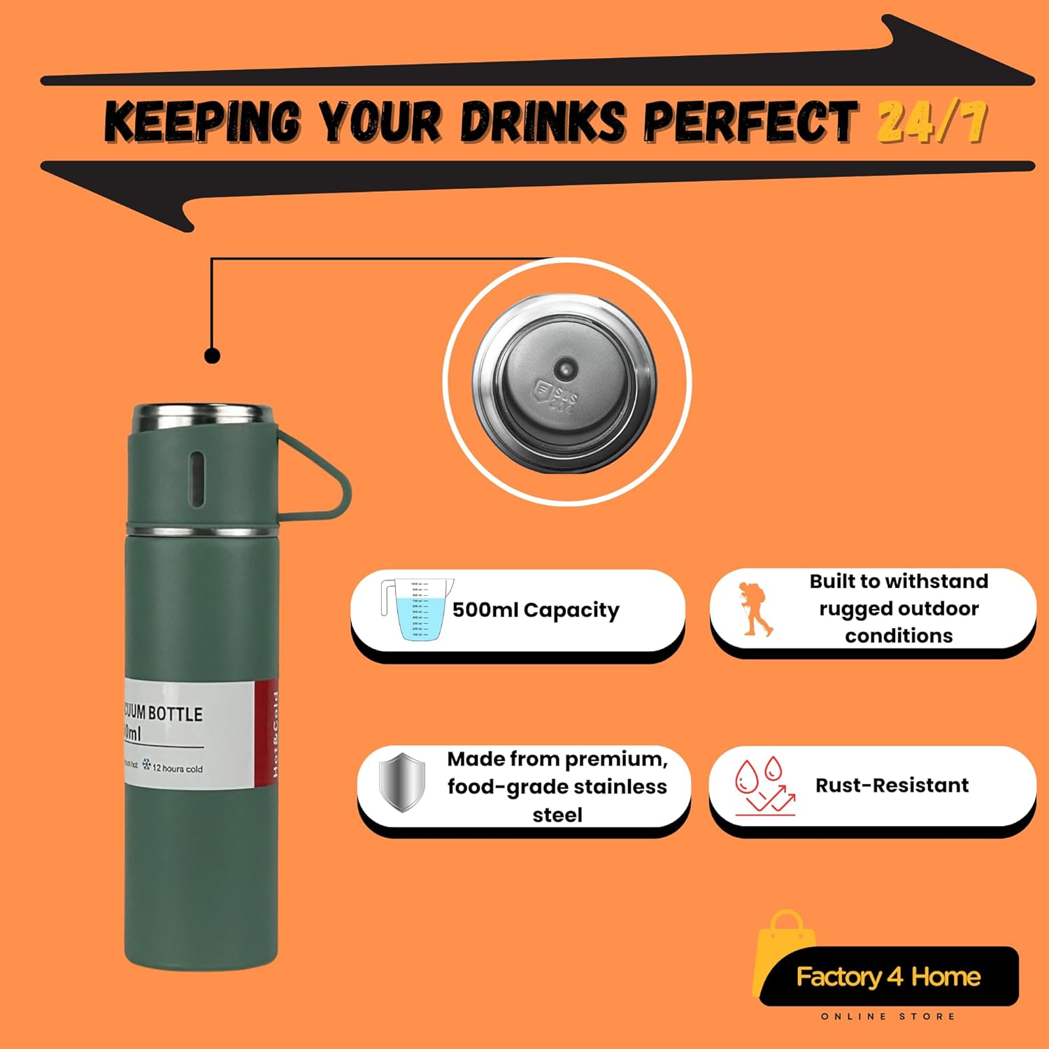 Premium Outdoor Travel Coffee & Tea Thermos Mug Set image number 3