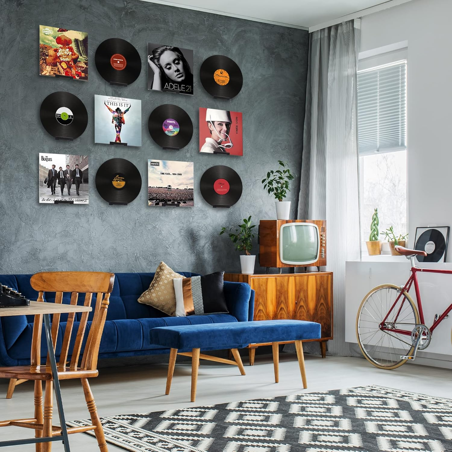 Mylifeunit Vinyl Record Wall Mount, 6 Pack Metal Record Holder for Albums Display (Black) image number 4