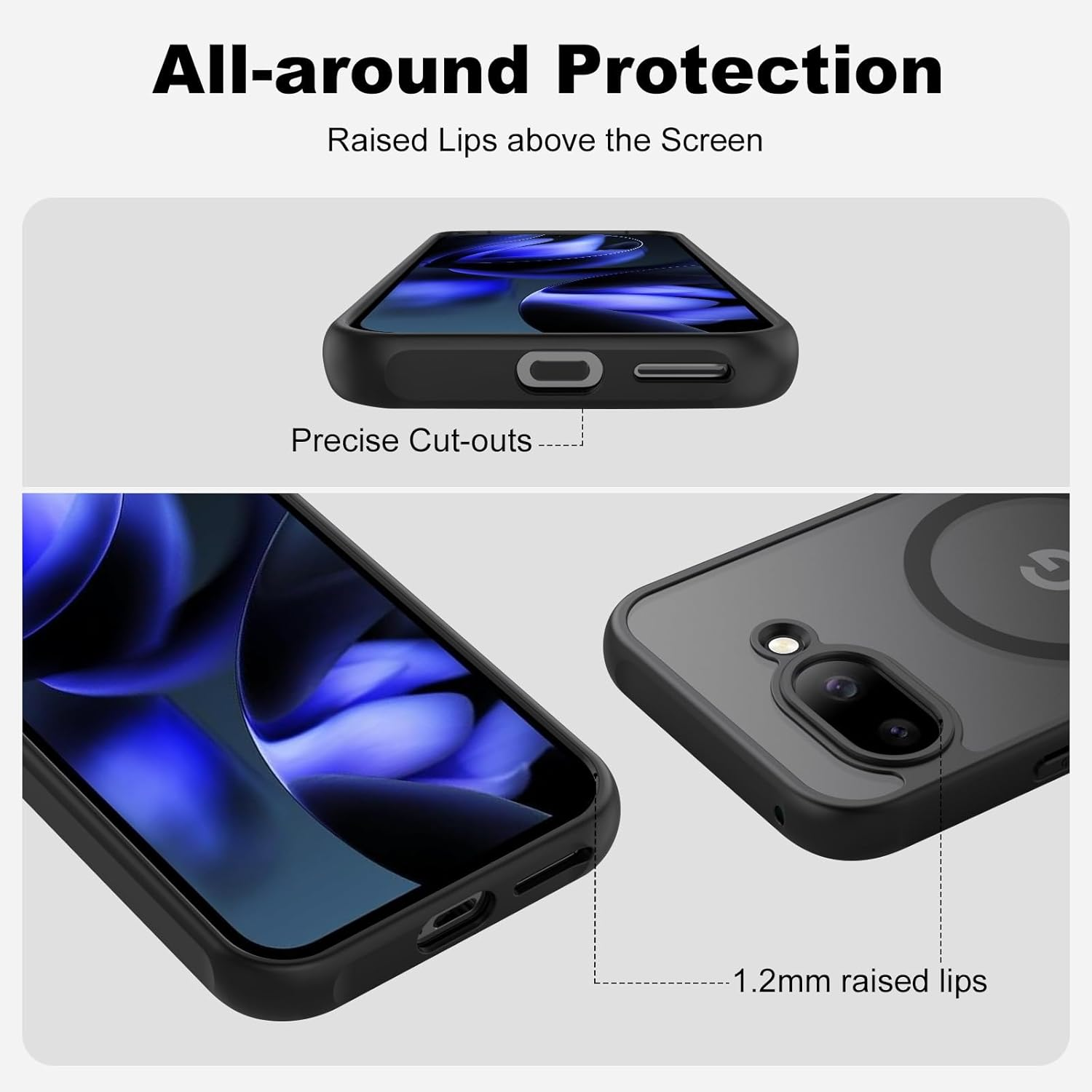 Leonids Magnetic Case for Google Pixel 9A Case 6.3-Inch 2025, Translucent Matte Case for Google Pixel 9A Case Cover (Black) image number 5