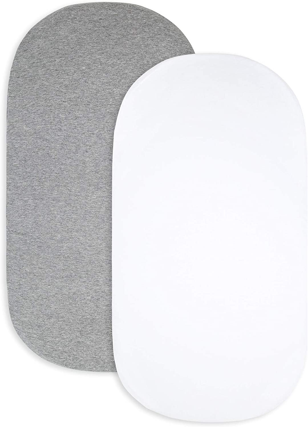 Burt'S Bees Baby - Bassinet Sheet, Fitted Unisex Boy Girl 100% Organic Jersey Cotton Bassinet Sheet for Standard Bassinet Mattress (Heather Grey/White, 2-Pack) image number 6