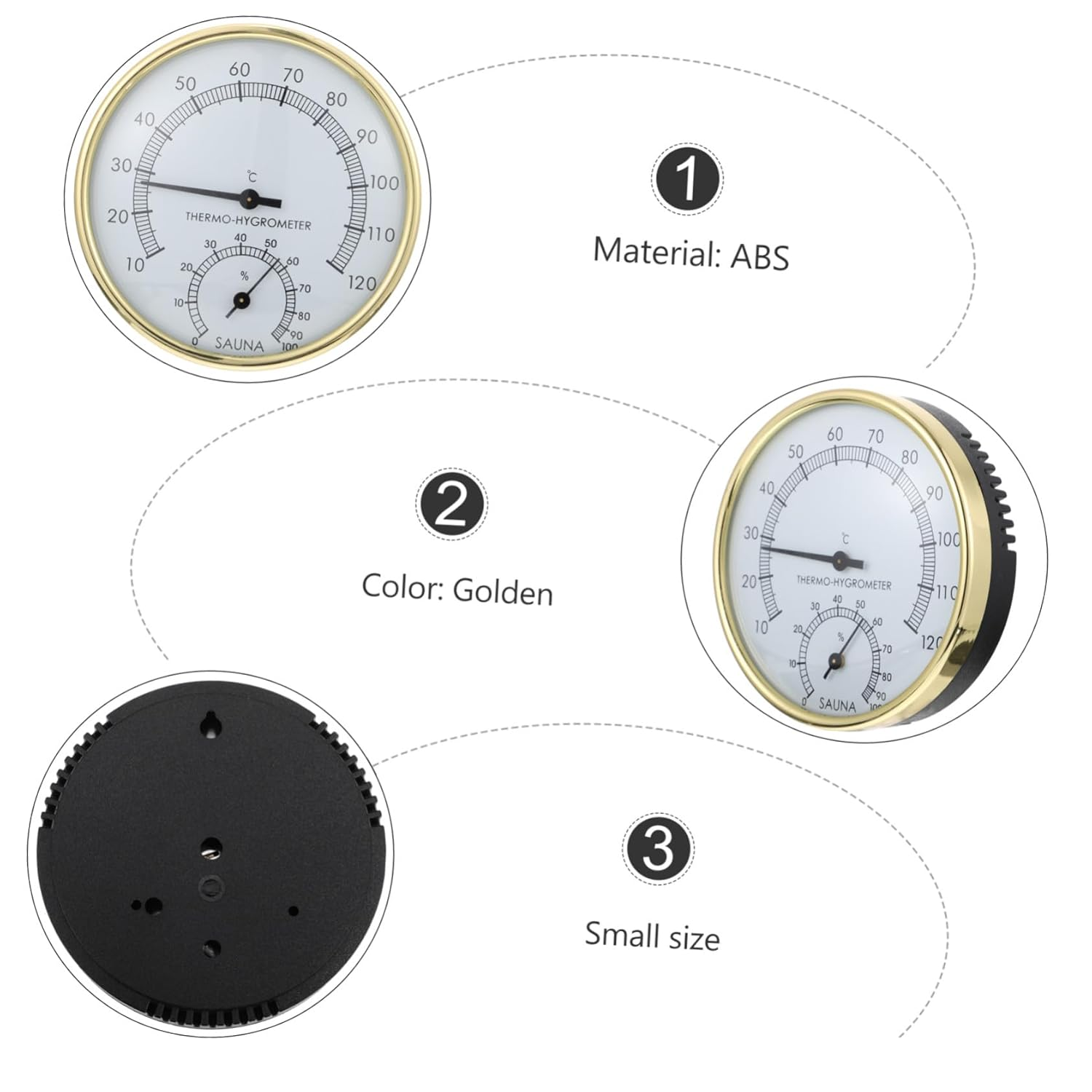Mipcase Hygrothermograph Sauna Thermometer Hygrometer Wall-Mounted Practical Temperature Humidity Meter for Sauna Room Accessories image number 2