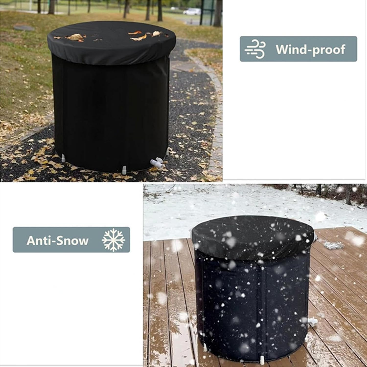 Ice Bath Cover Lid | Adjustable Elastic Ring Cold Soak Oxford Cloth Bathtub Cover | with Cold Iron Foil Insulation Cold Soak Bathtub Cover, for Fitness Lovers image number 1