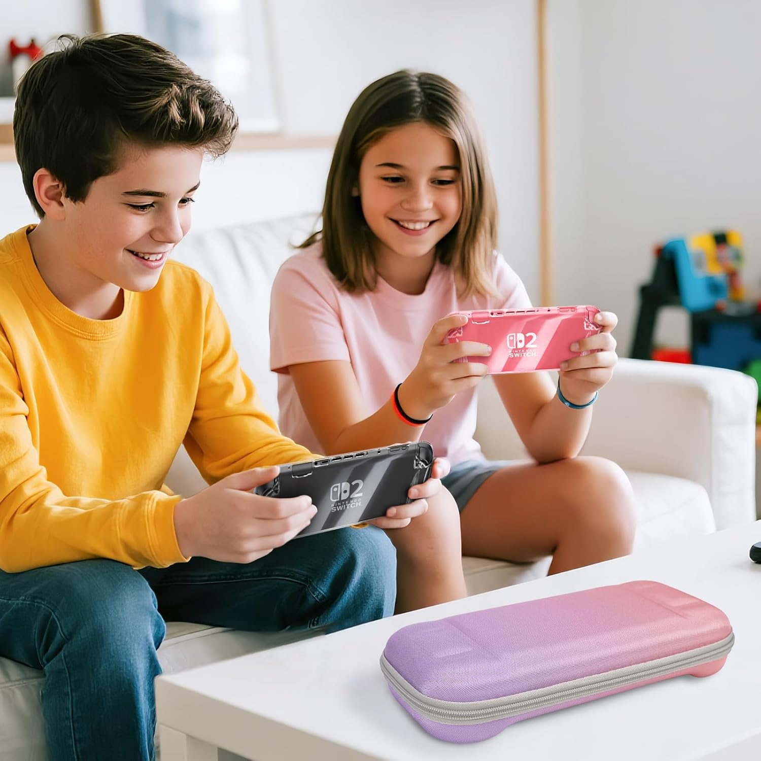 Switch 2 Case Carrying Case- for Nintendo Switch 2 2025 Accessories, Hard Shell Protective Cover Travel Bag with 10 Game Card Slots, for Girls Cute Gradient (Attachable Shoulder Strap) image number 3