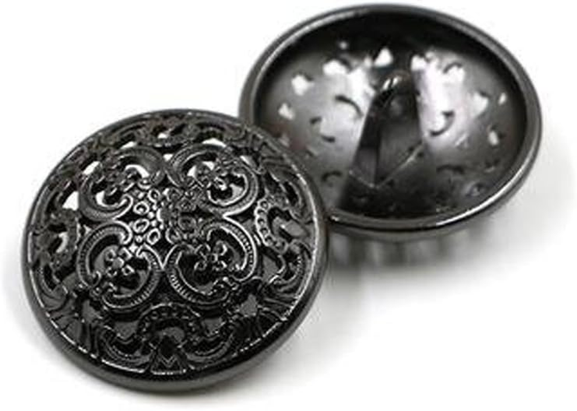 10PCS Clothes Button - Retro Hollow Sewing Button Shank round Shaped Metal Button Set for Men Women Blazer, Coat, Uniform, Shirt, Suit and Jacket, Gold, 20Mm