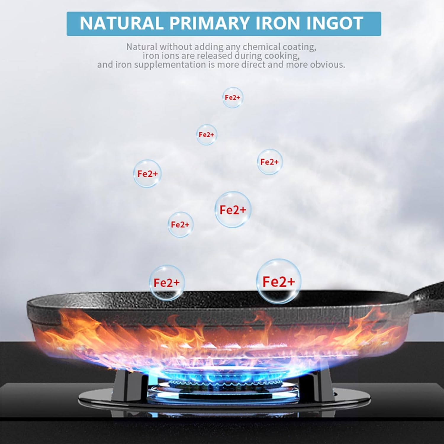 Cast Iron Grill Pan,8.6 Inch Steak Frying Pan 22Cm Square Grill Pan with Protective Wooden Handle for Kitchen BBQ Home Outdoor image number 1